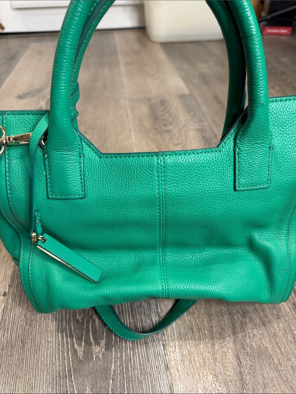 Vince Camuto Kylie Satchel Teal Green Pebbled Leather with Detachable Strap - Picture 4 of 13